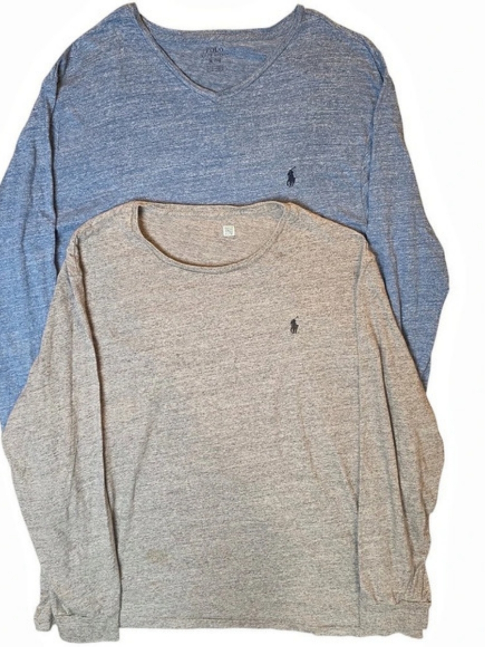 Polo Ralph Lauren Mens Long Sleeve Crewneck T-Shirt Set Blue Gray XL Sporty
